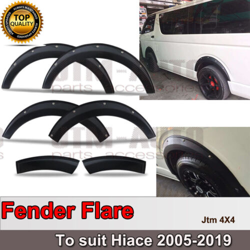 Matte Black 6 Pcs Fender Flares Wheel Arch to suit Toyota Hiace 2005-2019