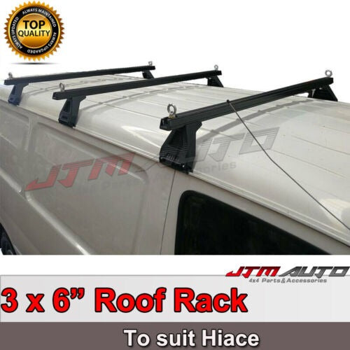 3 X Black HEAVY DUTY ADJUSTABLE ROOF RACKS to suit Toyota Hiace LWB 2005-2019