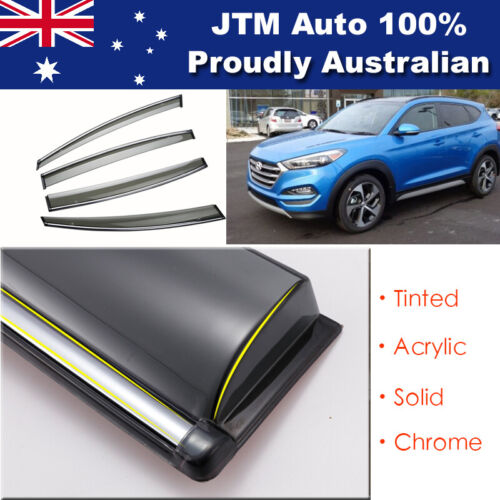 INJ Chrome Weather Shield Weathershield Window Visor for Hyundai Tucson 15-21