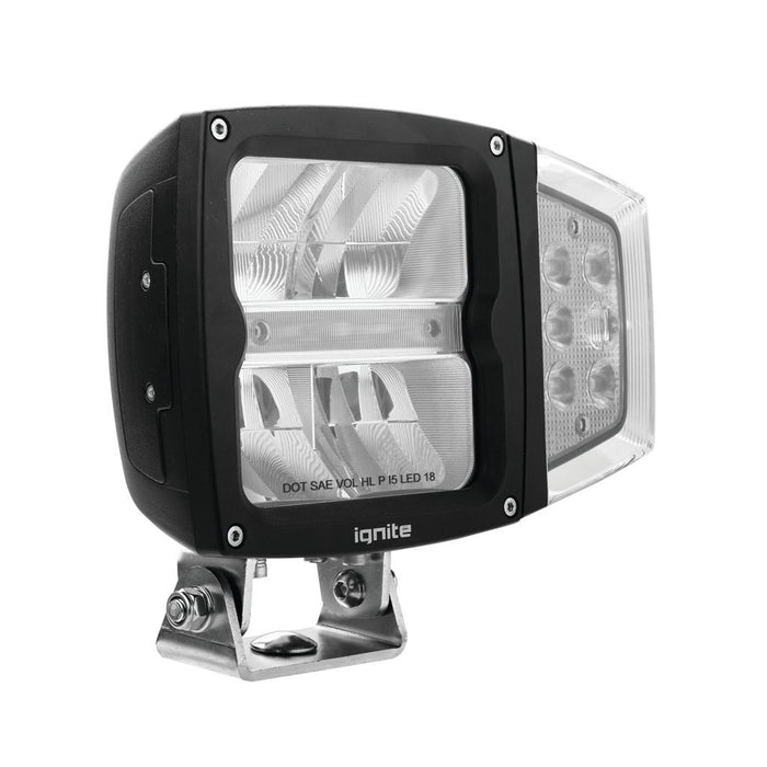 Ignite LED HEADLIGHT 10-30V HIGH /LOW BEAM 60W W/INDICATR BLCK FACE 1800 LOW 3600Lmns HIGH
