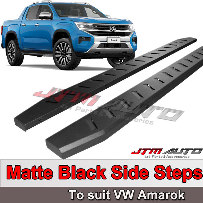 Heavy Duty Steel Black Flat Side Steps Running Board to suit VW Amarok 2023+