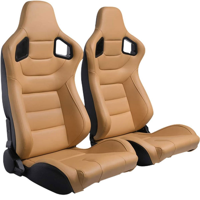 BN PAIR PU Leather BEIGE RACING SPORT SEATS