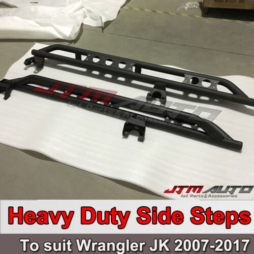 Heavy Duty Armor Black Off road Side Steps to suit Jeep Wrangler JK 4 Door 2007-2017