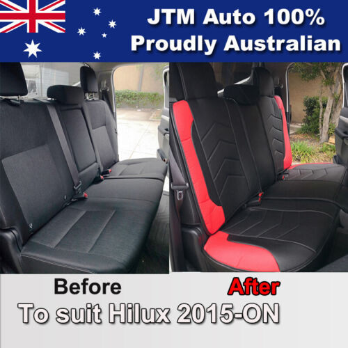 PREMIUM Red PU leather Waterproof Seat Covers to suit Toyota Hilux 2015-2018