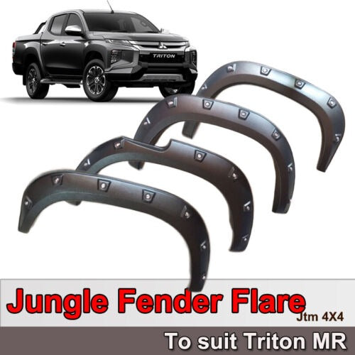 4 Pcs Wrinkle Fender Flares Wheel Arch Pocket to suit Mitsubishi Triton MR 2018+