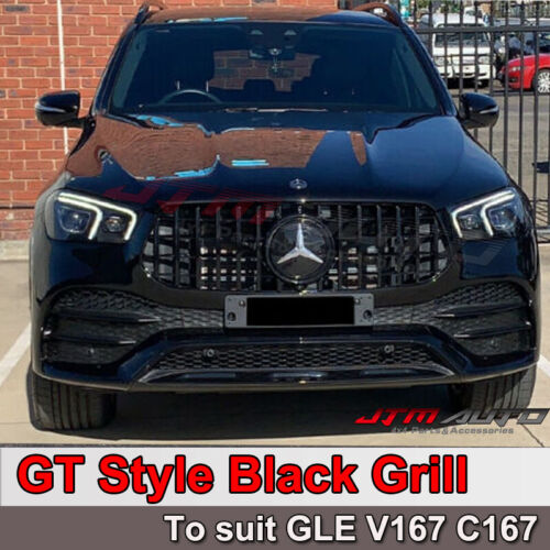 Gloss Black AMG GT Style Bumper Grille Grill to Suit Mercedes-Benz GLE V167 C167