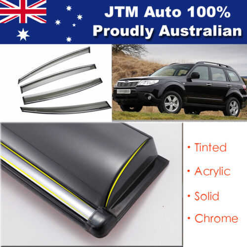 INJ Chrome Weather Shield Weathershield Window Visor For Subaru Forester 08-13