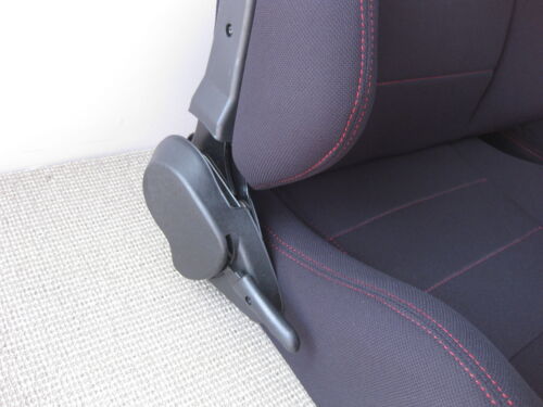 2 X RED STITCH FABRIC BLACK SPORT RACING SEATS + RAILS