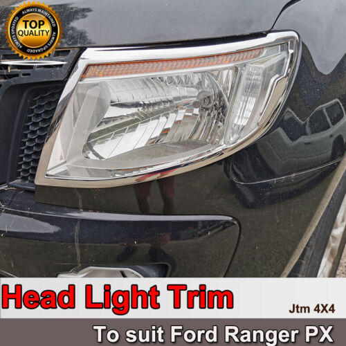 Chrome Head Light Trim Cover Protector to suit Suits Ford Ranger 2012-2015