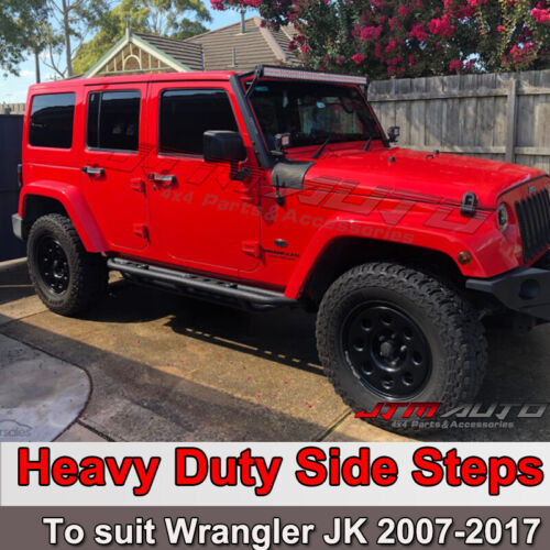 Heavy Duty Armor Black Off road Side Steps to suit Jeep Wrangler JK 4 Door 2007-2017