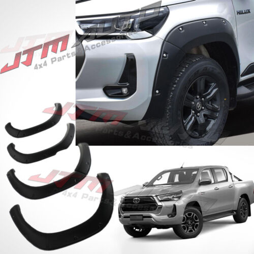 Matt Black Fender Flares Black Guard Trim to suit Toyota Hilux SR5 2021+ My21