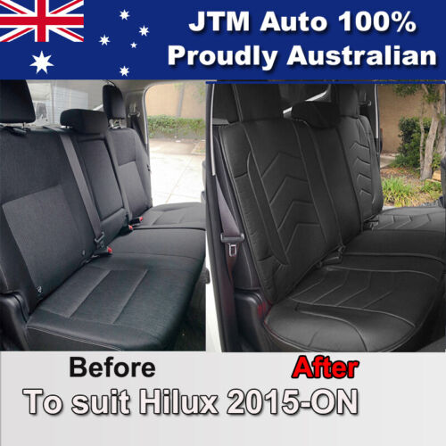 PREMIUM Black PU leather Waterproof Seat Covers to suit Toyota Hilux 2015-2018