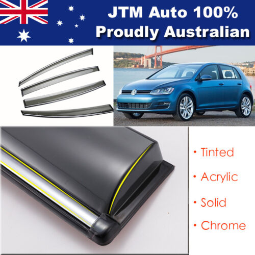 INJ Chrome Weather Shield Weathershield Window Visor for VW Golf MK7 2014-2018