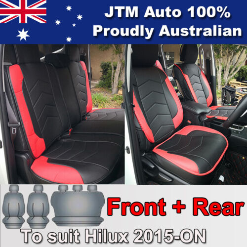 PREMIUM Red PU leather Waterproof Seat Covers to suit Toyota Hilux 2015-2018