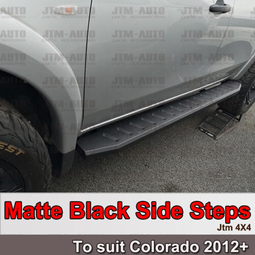 Heavy Duty Steel Black Off road Side Steps suit Holden Colorado Dual 2012-2020