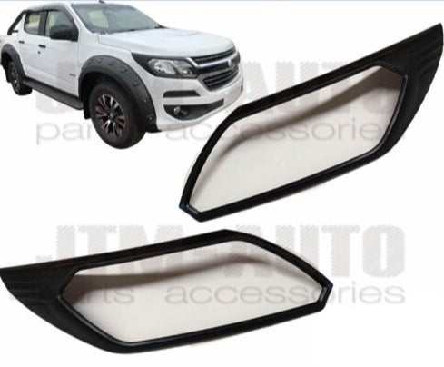 MATT Black Head Light Cover Trim Protector to suit HOLDEN Colorado 2017-2024