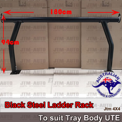 Universal Black Steel Ladder Rack Roll Bar fits Ute Trays Body H:940mm/1070mm