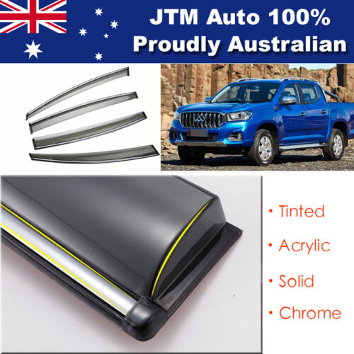 INJ Chrome Weather Shield Weathershield Window Visors to suit LDV T60 2017+