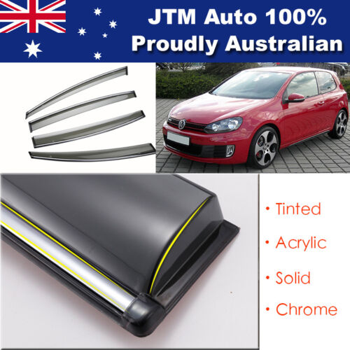 INJ Chrome Weather Shield Weathershield Window Visor for VW Golf MK6 2009-2013