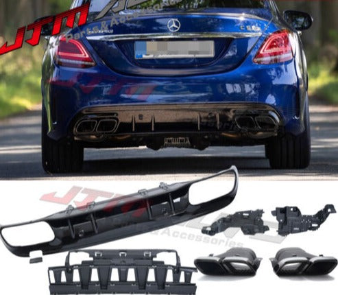 C63 AMG Style Bumper Diffuser & Exhaust Tips to suit Mercedes Benz C-Class W205