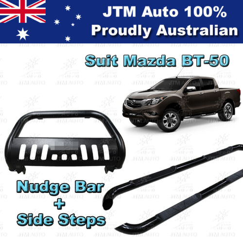 Side Steps + Nudge Bar Black Stainless Steel to suit Mazda BT-50 2012-2020