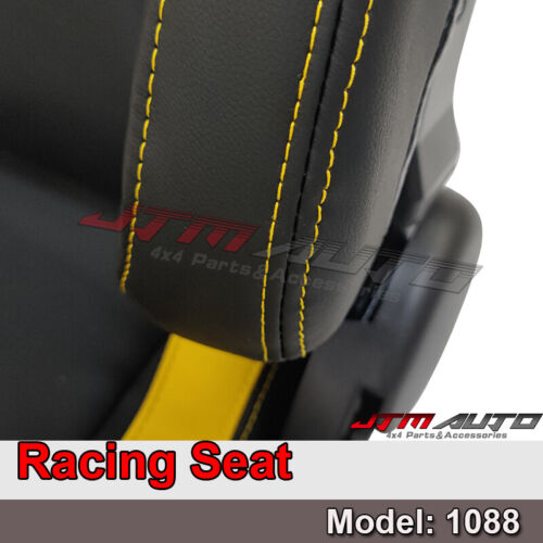 BN PAIR PU Leather BLACK WITH YELLOW RACING SPORT SEATS 1088 BK/YE