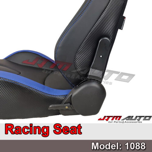 BN PAIR PU Leather BLACK WITH BLUE RACING SPORT SEATS 1088 BK/BL