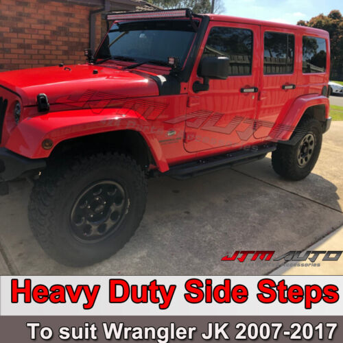 Heavy Duty Armor Black Off road Side Steps to suit Jeep Wrangler JK 4 Door 2007-2017