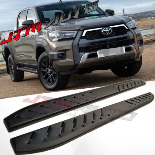 Heavy Duty Shark Bar Black Off road Side Step to suit Toyota Hilux N80 2015-2024