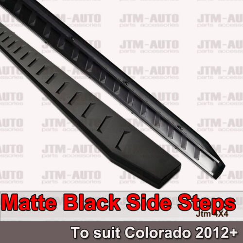 Heavy Duty Steel Black Off road Side Steps suit Holden Colorado Dual 2012-2020