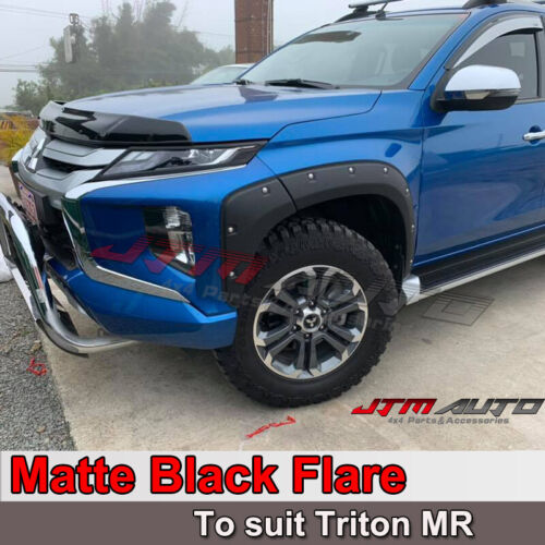 Smooth Matt Black Fender Flares Wheel Arch to suit Mitsubishi Triton MR 2018+