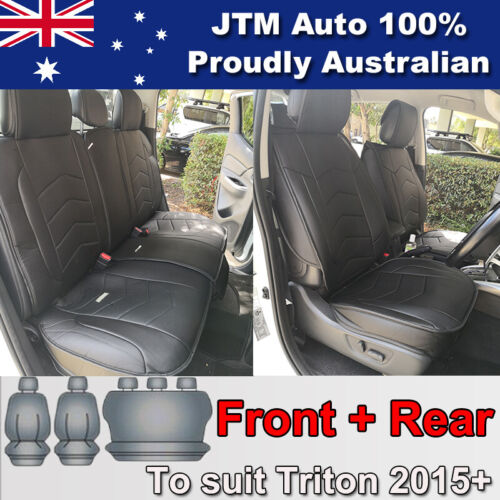 PREMIUM Black PU leather Waterproof Seat Covers for Mitsubishi Triton MQ 2015-2019