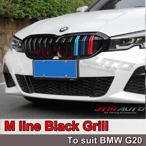 Gloss Black Double M Line Bumper Grill Grille suitable for BMW 3 Series G20 G21