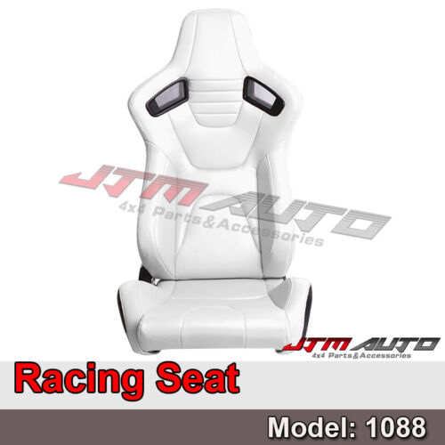 BN PAIR PU Leather WHITE RACING SEAT SPORT SEATS 1088 Wh