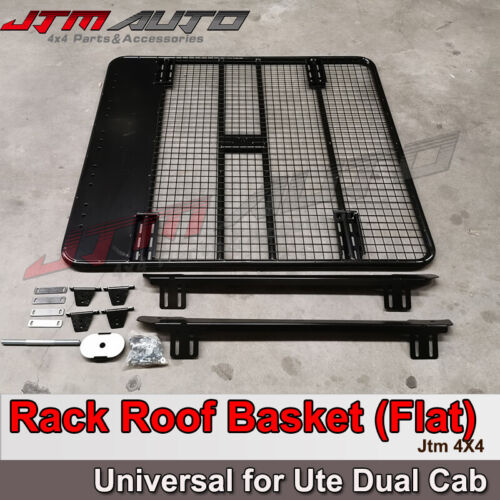 Universal Black Roof Rack Roof Basket (Flat) to suit Ute Dual Cab