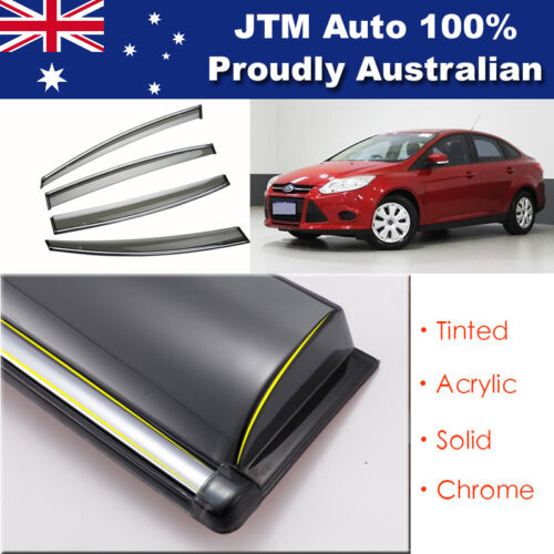 INJ Chrome Weather Shield Weathershield Window Visor For Ford Fiesta Sedan 10-18