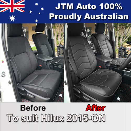 PREMIUM Black PU leather Waterproof Seat Covers to suit Toyota Hilux 2015-2018