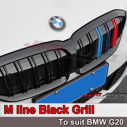 Gloss Black Double M Line Bumper Grill Grille suitable for BMW 3 Series G20 G21