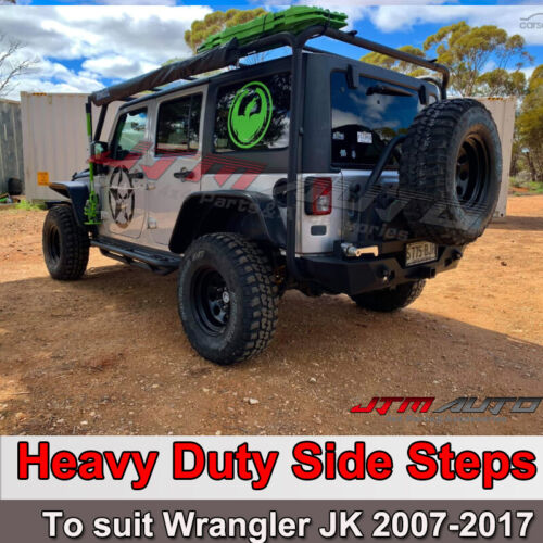 Heavy Duty Armor Black Off road Side Steps to suit Jeep Wrangler JK 4 Door 2007-2017