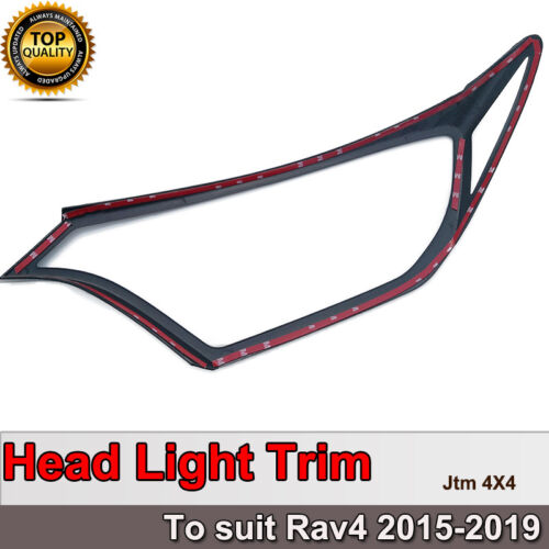 Black Head Light Cover Protector Trim to suit Toyota Rav4 2015-2019