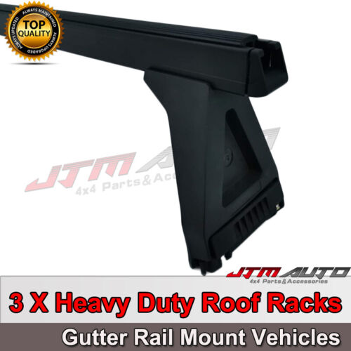 3 X 8“ Black Aluminium Heavy Duty Roof Racks For Gutter Rail Mount Vehicles