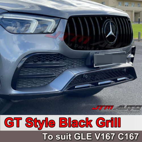 Gloss Black AMG GT Style Bumper Grille Grill to Suit Mercedes-Benz GLE V167 C167