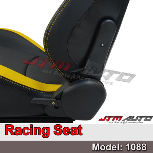 BN PAIR PU Leather BLACK WITH YELLOW RACING SPORT SEATS 1088 BK/YE