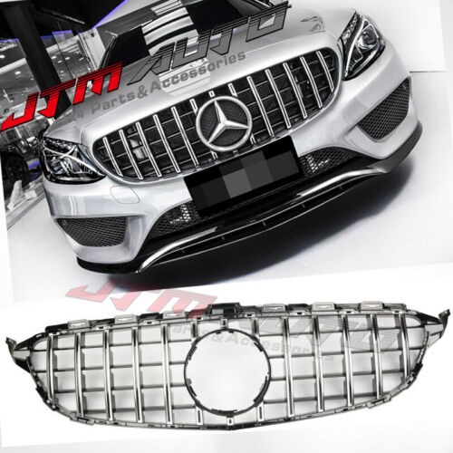 Chrome Black GT Style Grill Grille to suit Mercedes C-Class W205 C205 C43 15-18