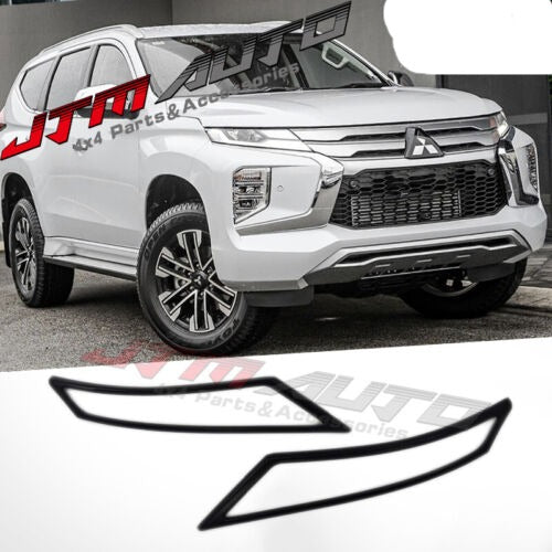 Black Head Light Cover Protector Trim to suit Mitsubishi Pajero Sport QF 2020+