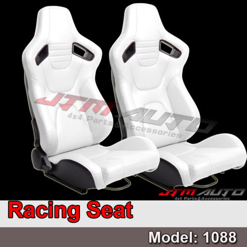 BN PAIR PU Leather WHITE RACING SEAT SPORT SEATS 1088 Wh