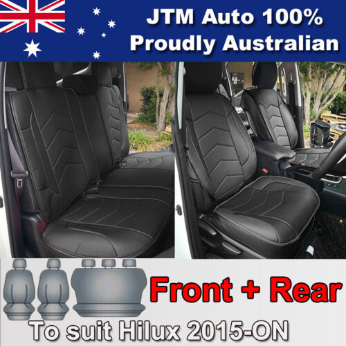 PREMIUM Black PU leather Waterproof Seat Covers to suit Toyota Hilux 2015-2018