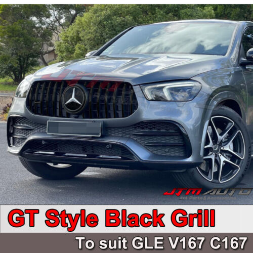 Gloss Black AMG GT Style Bumper Grille Grill to Suit Mercedes-Benz GLE V167 C167