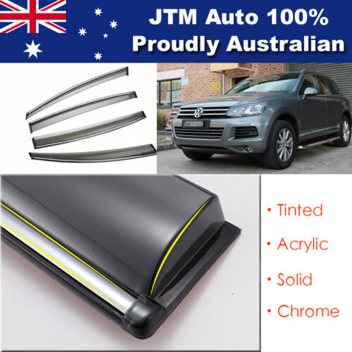 INJ Chrome Weather Shield Weathershield Window Visor for VW Touareg 2011-2018