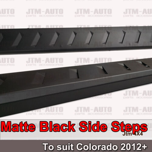 Heavy Duty Steel Black Off road Side Steps suit Holden Colorado Dual 2012-2020